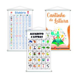 Silabário + Alfabeto + Leitura Kit 3 Banners 80x50cm - 1