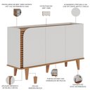 Ver imagem 7 de Kit Aparador Buffet Bar Living com Cristaleira Adega Julia C04 Off White Matte Freijó - Lyam Decor