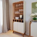 Ver imagem 3 de Kit Aparador Buffet Bar Living com Cristaleira Adega Julia C04 Off White Matte Freijó - Lyam Decor