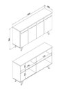 Ver imagem 5 de Buffet Retrô com 4 Portas - Preto/Rústico