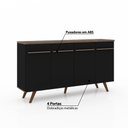 Ver imagem 3 de Buffet Retrô com 4 Portas - Preto/Rústico