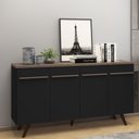 Ver imagem 1 de Buffet Retrô com 4 Portas - Preto/Rústico