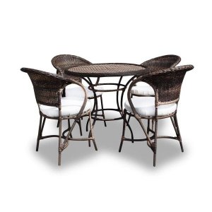 Conjunto de Mesa Fibra Sintética Arcobalena - 4 Poltronas + 1 Mesa - Tecido Duna Cru