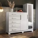 Ver imagem 2 de Cômoda com Espelho 5 Gavetas 2 Portas New Master - Móveis Albatroz - Branco