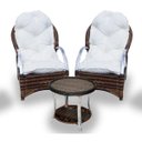 Ver imagem 1 de Conjunto de Poltronas Fibra Sintética Pequim Alumínio - 2 Poltronas + 1 Mesa Centro - Tecido Duna Cr