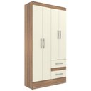 Ver imagem 3 de Quarto Completo com Guarda-Roupa 4 Portas e 2 Gavetas e Cômoda 4 Gavetas e 1 Porta Colorido/Castanho/Off-White