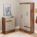 Ver imagem 1 de Quarto Completo com Guarda-Roupa 4 Portas e 2 Gavetas e Cômoda 4 Gavetas e 1 Porta Colorido/Castanho/Off-White