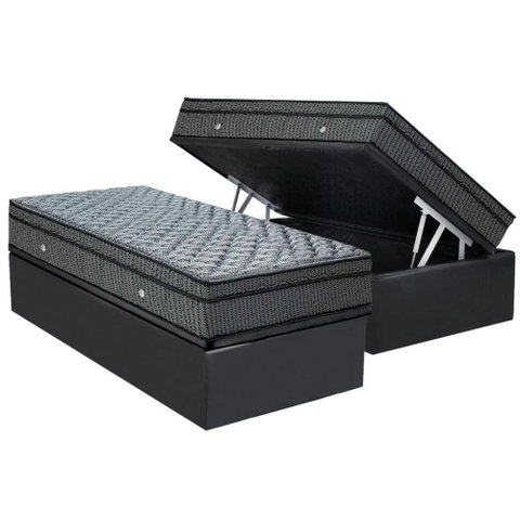 Cama Box Baú Solteiro: Colchão Molas Bonnel Ortobom Hotelaria Nanolastic Orthotel Luxo + Base Crc