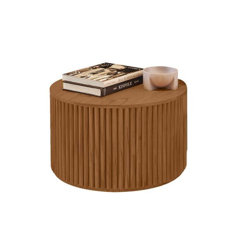 Mesa de Centro Decorativa Lua 02 D50cm em Madeira Maciça - Imbuia Mel