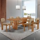 Ver imagem 1 de Sala de Jantar Mesa Portugal 180cm Tampo Laminado Barril e 6 Cadeiras Nala Moderna Mobília