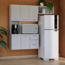 Ver imagem 2 de Armário de Cozinha Compacto com Nicho para Micro-ondas, 5 Portas e 2 Gavetas Branco