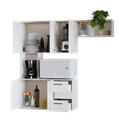 Ver imagem 4 de Armário de Cozinha Compacto com Nicho para Micro-ondas, 5 Portas e 2 Gavetas Branco