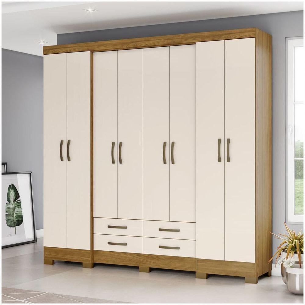 Guarda Roupa Casal 08 Portas 04 Gavetas Moscou Briz Nature Off