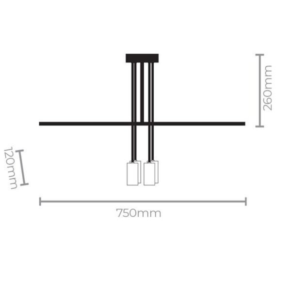 Lustre Pendente Taschibra Tears Linear E27 Bivolt Preto - 4