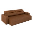 Ver imagem 2 de Sofá Retrátil 3 Lugares 224cm Nero Usb Couro Caramelo Manchado G52 - Gran Belo