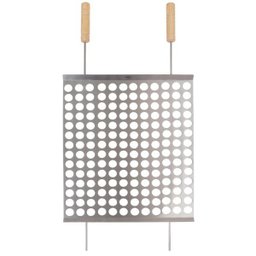 Grelha Moeda Mor Churrasco 40x50 Cm Inox Com Cabo De Madeira - 2