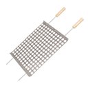 Ver imagem 1 de Grelha Moeda Mor Churrasco 40x50 Cm Inox Com Cabo De Madeira