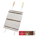 Ver imagem 7 de Grelha Moeda Mor Churrasco 40x50 Cm Inox Com Cabo De Madeira