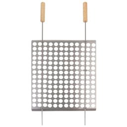 Grelha Moeda Mor Churrasco 40x50 Cm Inox Com Cabo De Madeira - 3