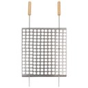 Ver imagem 3 de Grelha Moeda Mor Churrasco 40x50 Cm Inox Com Cabo De Madeira