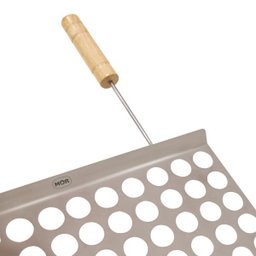 Grelha Moeda Mor Churrasco 40x50 Cm Inox Com Cabo De Madeira - 4