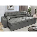 Ver imagem 1 de Sofá Retrátil e Reclinável 2.12M com Molas Cama Inbox Estilo Suede Velusoft Cinza