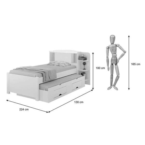 Cama Solteiro Com Box 02 Gavetas Milênio D' Doro - Branco - 3