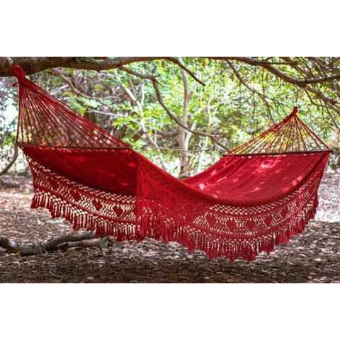 Rede de Dormir Americana King Vermelha Algodão