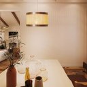 Ver imagem 2 de Lustre Pendente Rústico Madeira e Telinha Oriental Moderno:luminária Palha/fio Branco