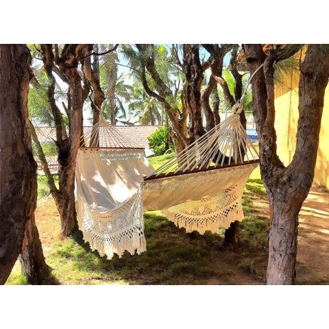 Rede de Dormir King Americana Crochê Algodão Natural