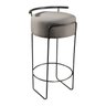 Banqueta Olivia em Linho e Base Metal Preto Agarb Decor:linho Cinza - 1