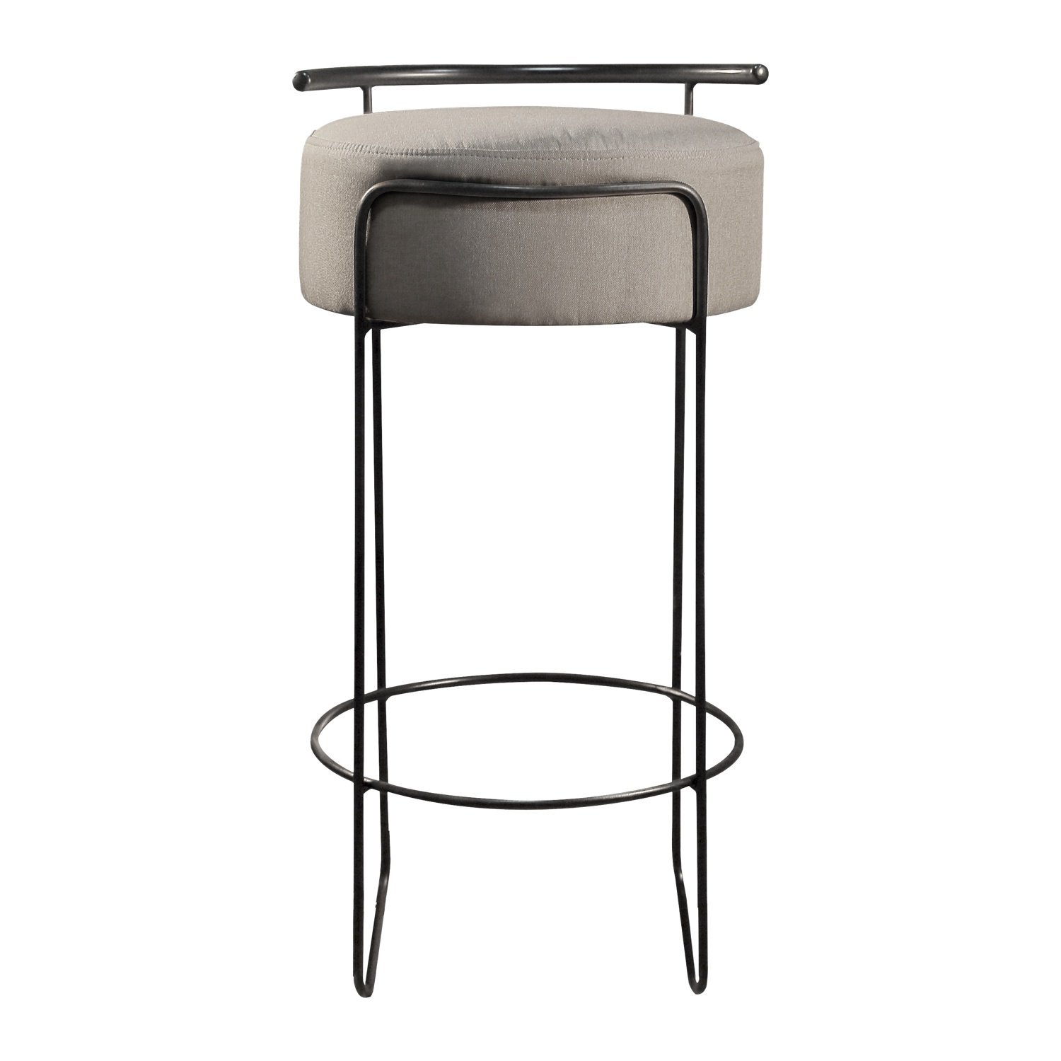 Banqueta Olivia em Linho e Base Metal Preto Agarb Decor:linho Cinza - 2