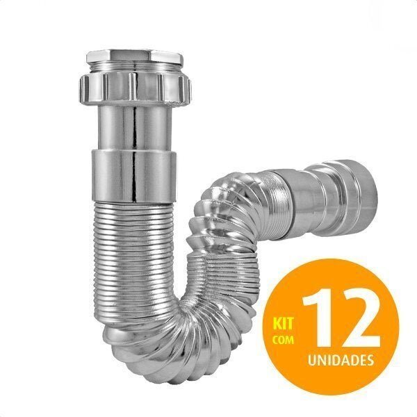 Kit Sifão Corrugado Inteligente Metalizado Universal 12un - 1