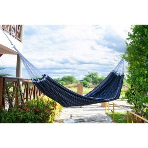 Rede de Dormir Xadrez Preto Descanso Algodão