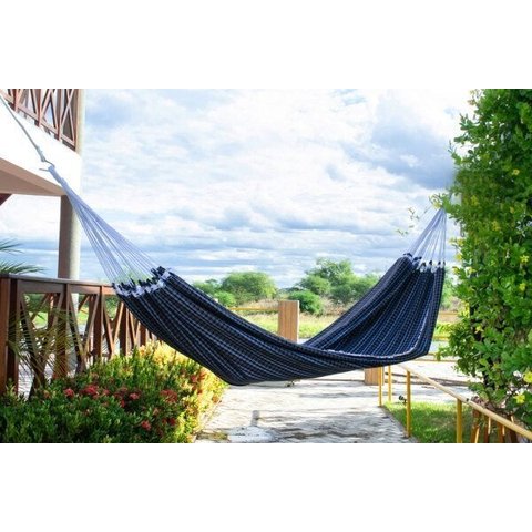 Rede de Dormir Xadrez Preto Descanso Algodão