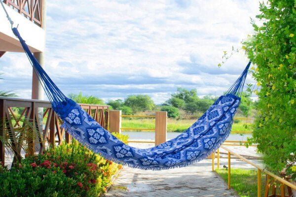 Rede de Dormir Indiana Descanso Florida Azul Branco - 1