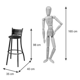 Conjunto Bistrô Café com 3 Banquetas Mais Decor Tampo Siena - Junco Mesclado/Marrom (Tec 200) - 6 Conjunto Bistrô Café com 3 Banquetas Mais Decor Tampo Siena - Junco Mesclado/Marrom (Tec 200) - 6