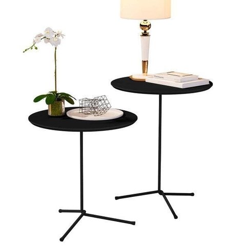CONJUNTO DE MESAS LATERAIS VENEZA PRETA 60 CM - 50 CM