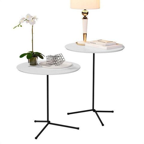 CONJUNTO DE MESAS LATERAIS VENEZA BRANCA 60 CM - 50 CM