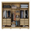 Ver imagem 2 de Guarda Roupa Casal com Pés 6 Portas 6 Gavetas 100% MDF Itália Plus Marrom/Jequitiba