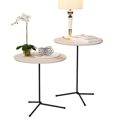 CONJUNTO DE MESAS LATERAIS VENEZA OFF WHITE 60 CM - 50 CM