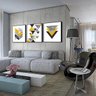 Conjunto 3 Quadros Decorativos 58x58 Cm Formas Amarelas E Cinzas - 2