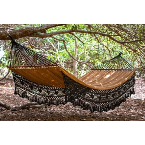 Rede de Dormir Americana King Caramelo Marrom Algodão