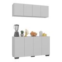 Ver imagem 1 de Kit Armário de Cozinha Aéreo e Balcão 4 Portas Multimóveis Mp2171 Branco/preto