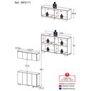 Ver imagem 3 de Kit Armário de Cozinha Aéreo e Balcão 4 Portas Multimóveis Mp2171 Branco/preto