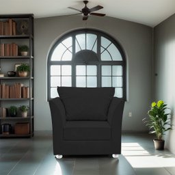 01 Poltrona Lisboa Suede Preto - Pandora Decor - 2