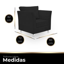01 Poltrona Lisboa Suede Preto - Pandora Decor - 3