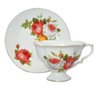 Xícaras Porcelana com Pires Branca e Rosas 2 Peças - 1