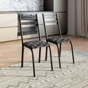 Ver imagem 5 de Conjunto Sala de Jantar Mesa Redonda 80cm Tampo Granito com 4 Cadeiras Milla Preto/Mosaico Silver/Ocre
