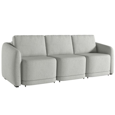 Sofá Cama para Sala de Estar 3 Lugares 236cm Montserrat K01 Linho Cinza - Lyam Decor